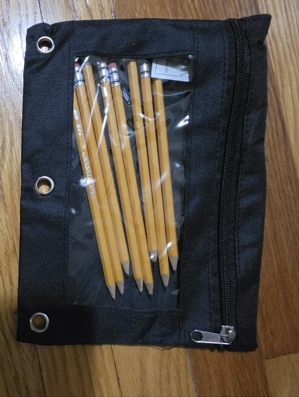 Set of Classic Yellow Woodcase Pencils in Black Canvas Holder